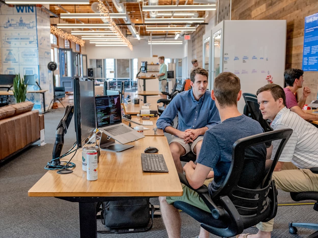 Team collaborating in office